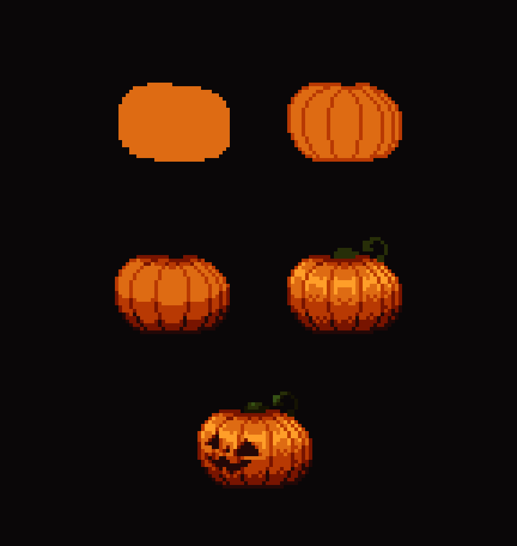 いい感じのドット絵のかぼちゃの描き方🎃
