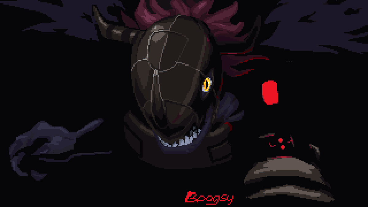 MetalGreymon(Blue) encouter - wip. Spending more time with this piece, might animate it.