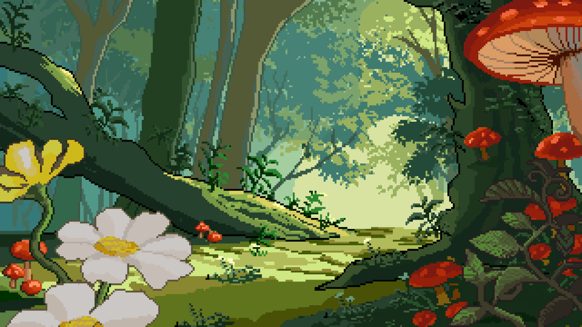 キノコの森 静かな森の奥です 夕方と夜バージョンはリプに！ というわけでskeb納品しました！ リクエストありがとうございましたああああ