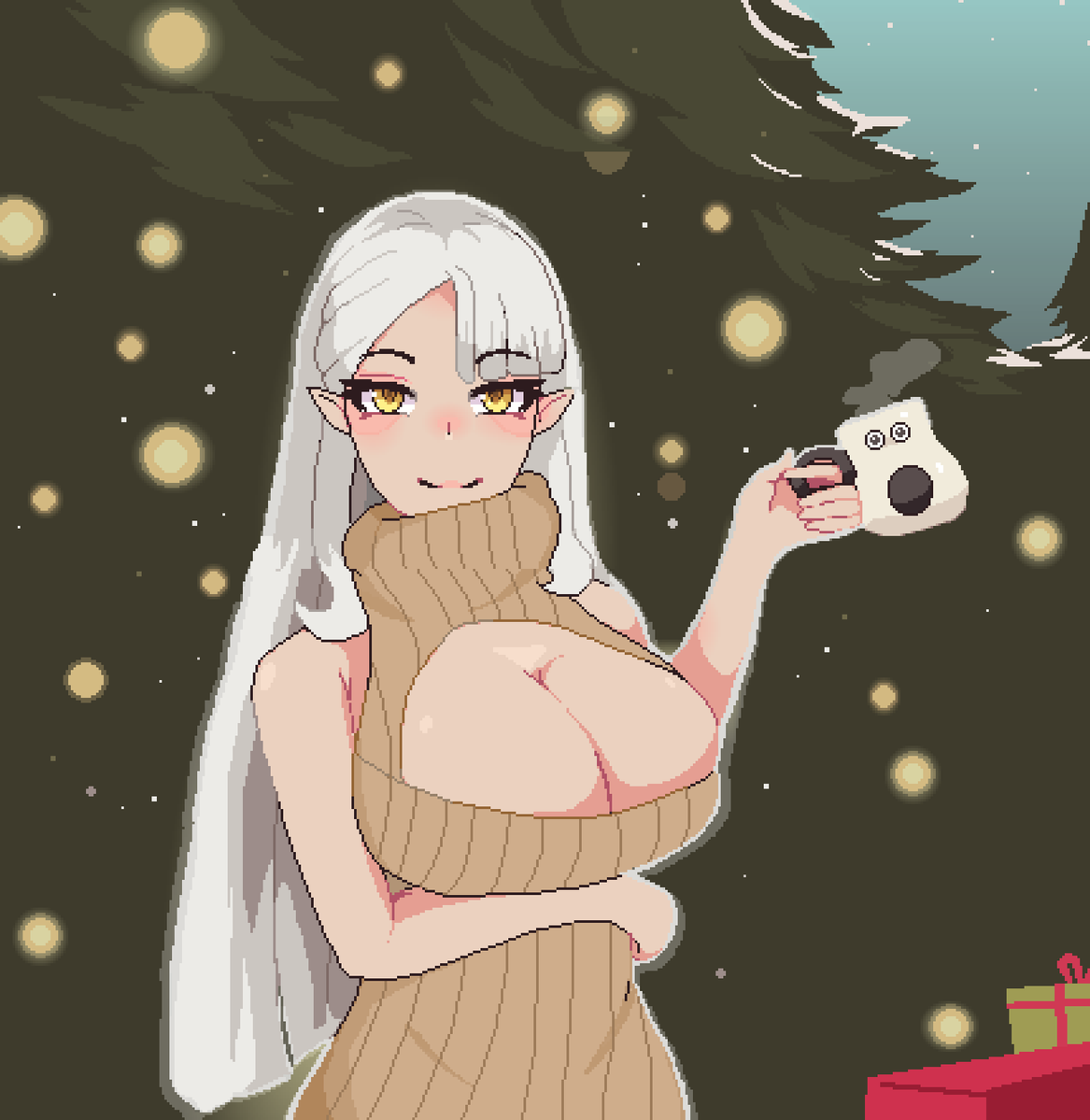 Zen enjoying some hot cocoa 🎄❄️☕️