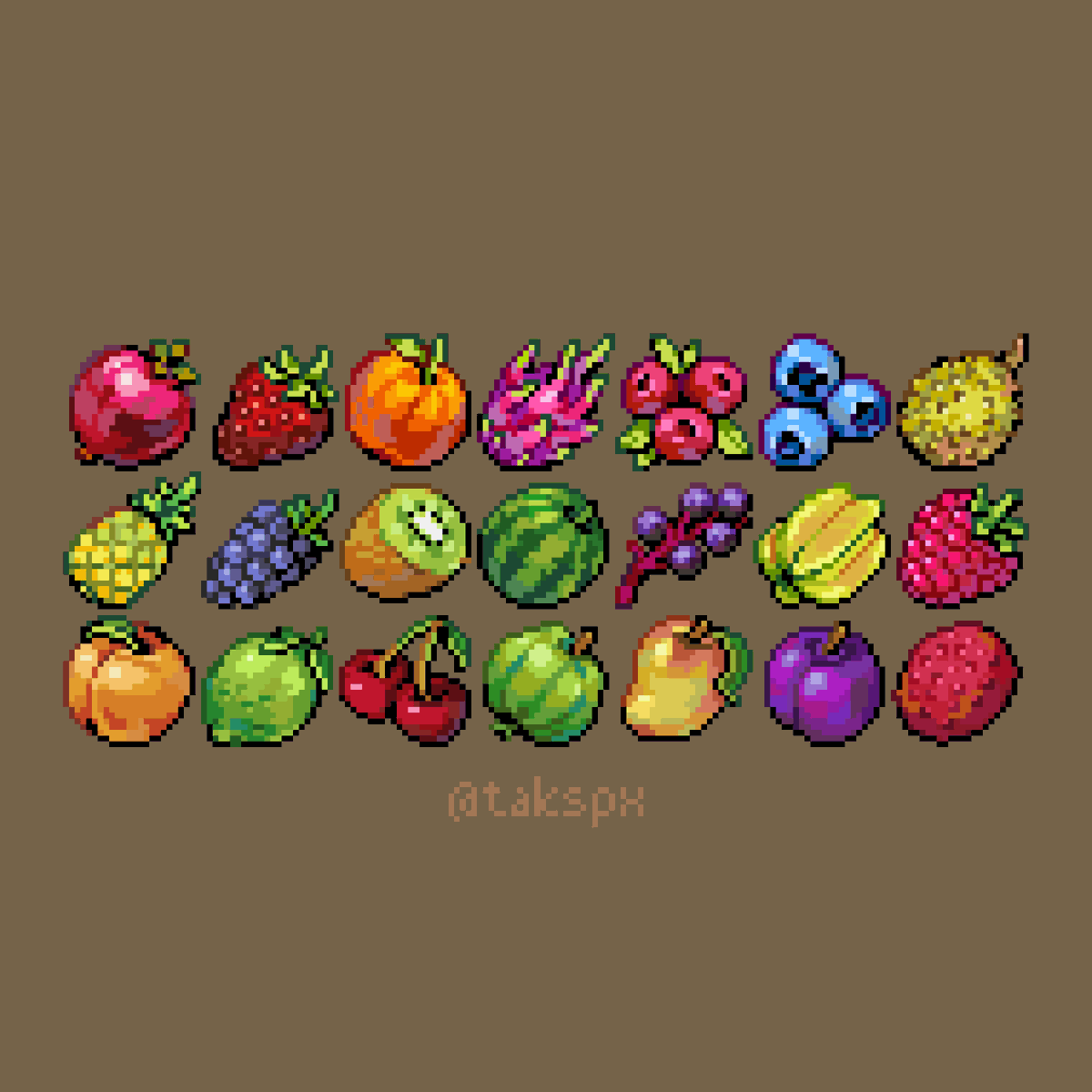 Another row of tasty fruits