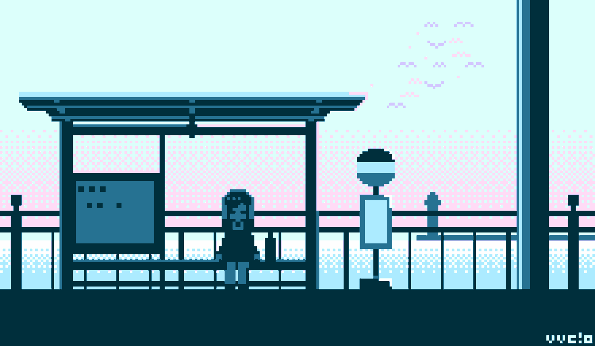 海の見えるバス停