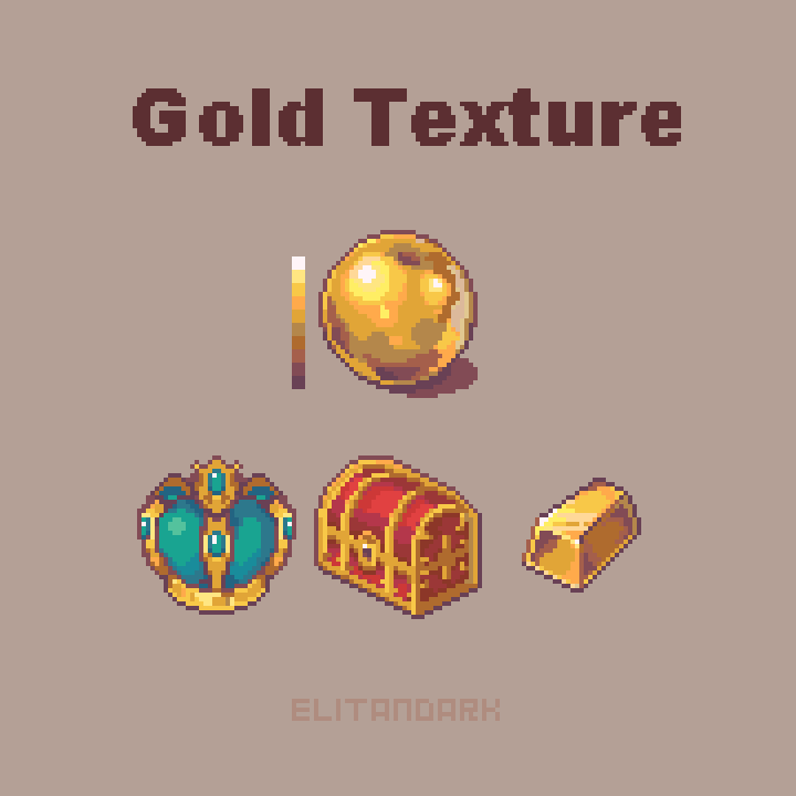 Gold texture pixel study ✨👑 Featuring: crown 👑, chest 🪙 and gold ingot ✨