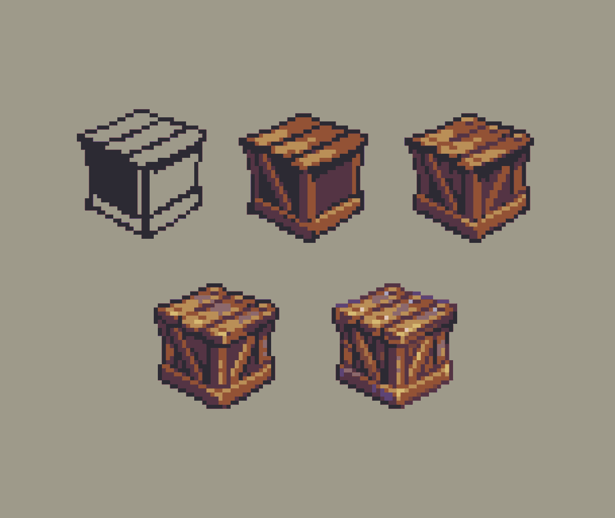Old process pic on how I drew a crate!