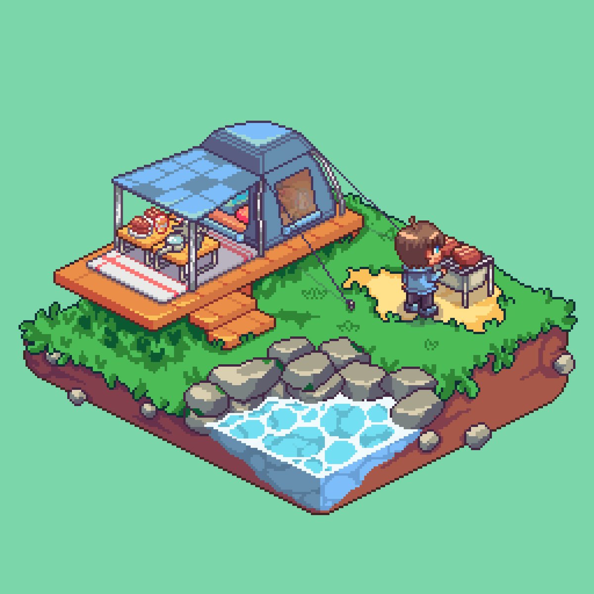 Isometric Pixel Art Camping Ground Speedpaint: