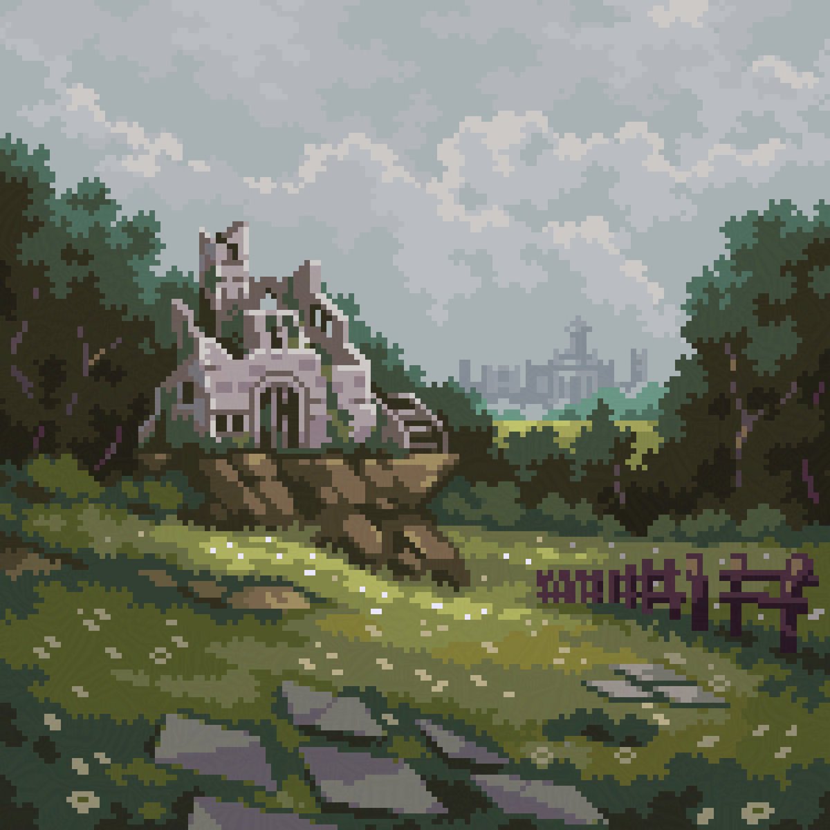My favourite piece of last year. Ruins by the great city. Happy with the shapes and composition